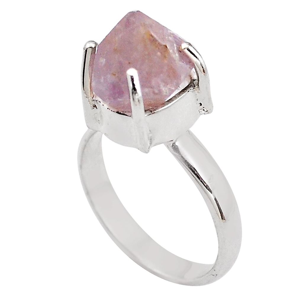 925 silver 7.40cts natural pink beta quartz solitaire ring jewelry size 9 p84444