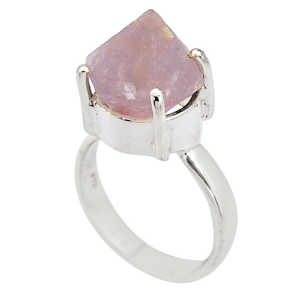 925 silver 7.66cts natural pink beta quartz solitaire ring size 10 p84431