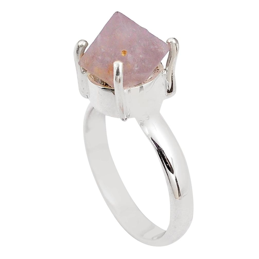 925 silver 7.66cts natural pink beta quartz solitaire ring size 9.5 p84435