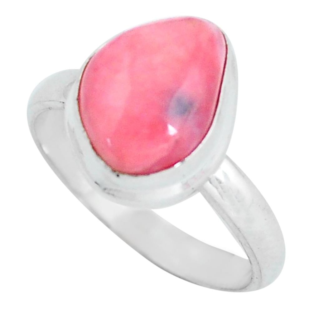 925 silver 5.16cts natural pink bio tourmaline solitaire ring size 9 d32032