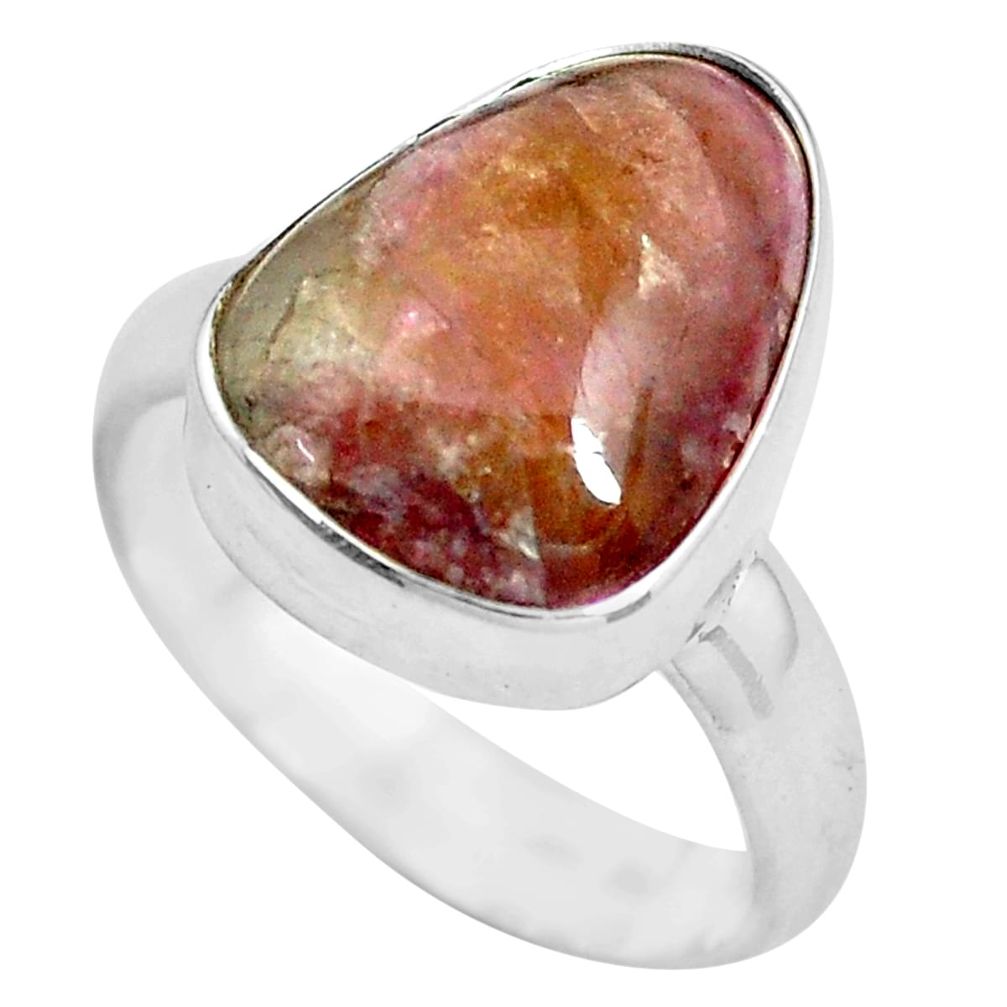 925 silver 6.10cts natural pink bio tourmaline solitaire ring size 6 d32195