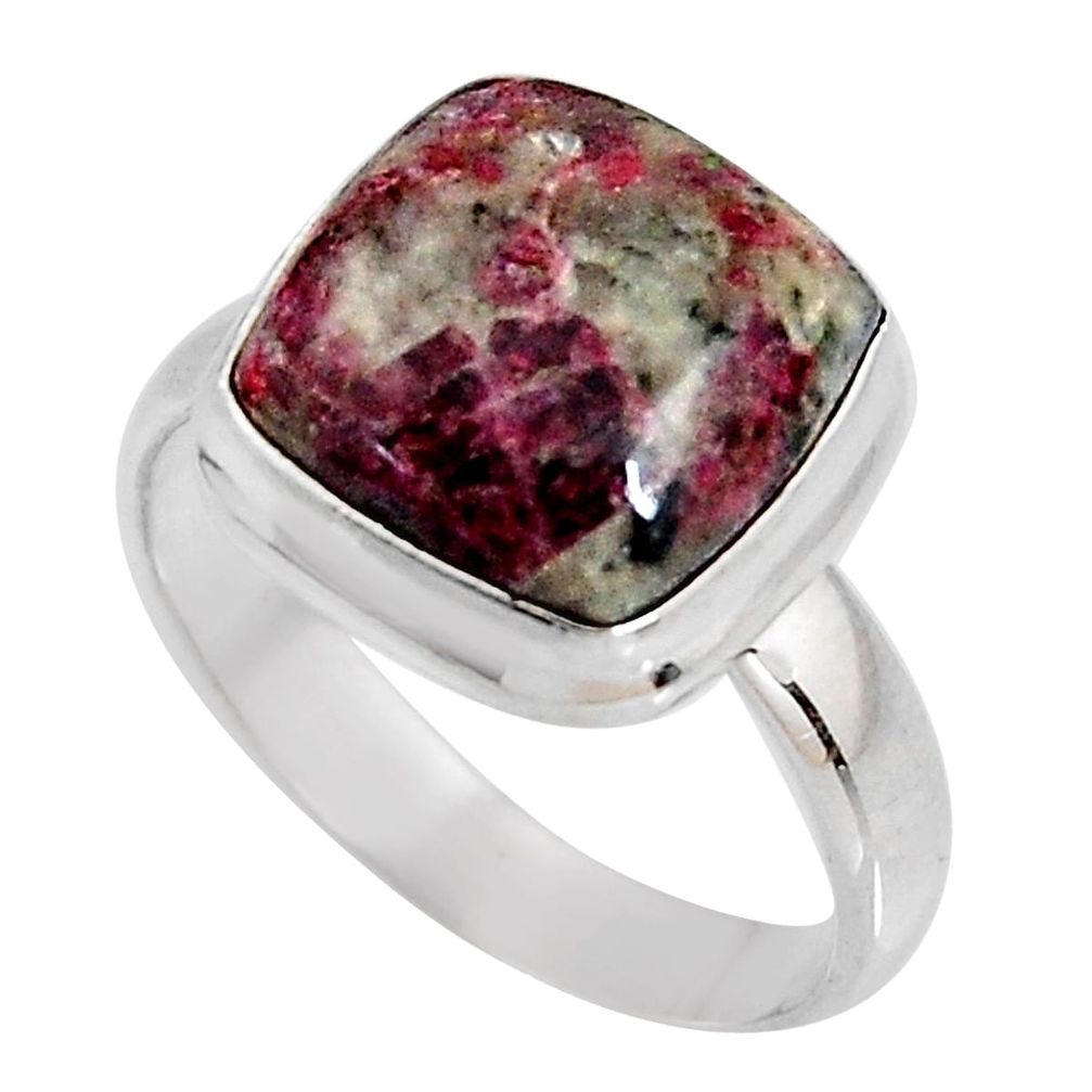 925 silver 6.54cts natural pink eudialyte solitaire ring jewelry size 9 p92550