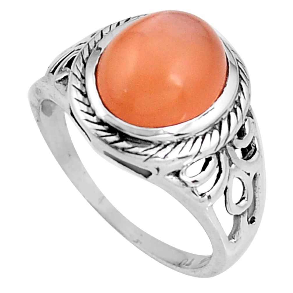 925 silver 5.03cts natural pink moonstone solitaire ring jewelry size 7 p92648