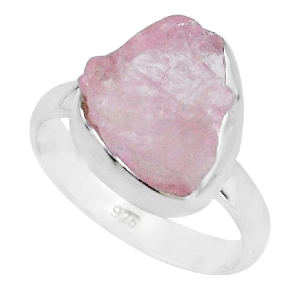 925 silver 7.17cts natural pink morganite rough solitaire ring size 8 p68952