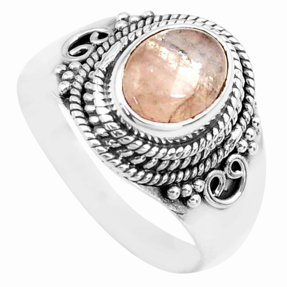 925 silver 3.19cts natural pink morganite solitaire ring jewelry size 8 p71668