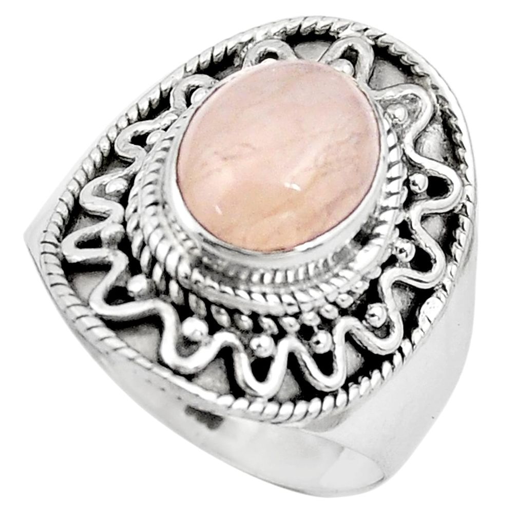 925 silver 4.55cts natural pink morganite solitaire ring jewelry size 7.5 p81204