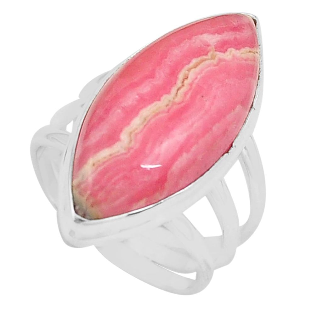 925 silver natural pink rhodochrosite inca rose solitaire ring size 6.5 p80664