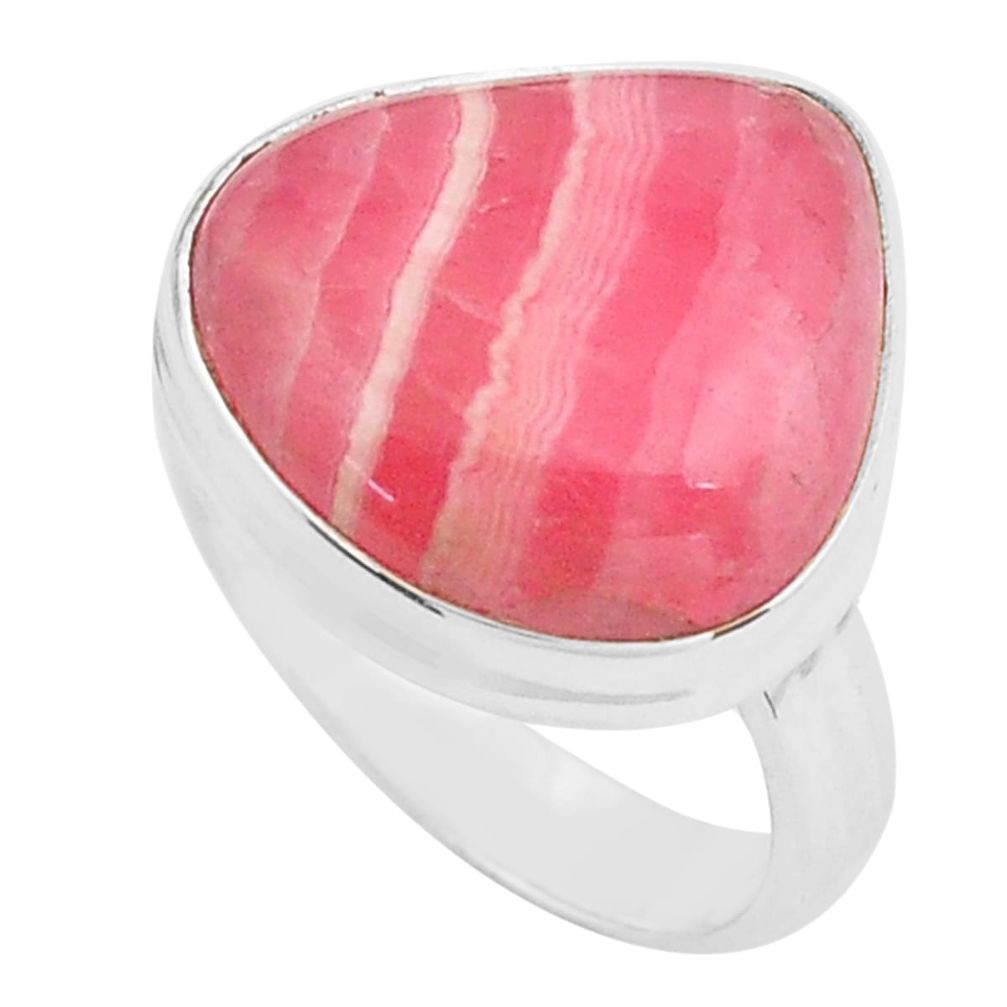 925 silver natural pink rhodochrosite inca rose solitaire ring size 8 p80668