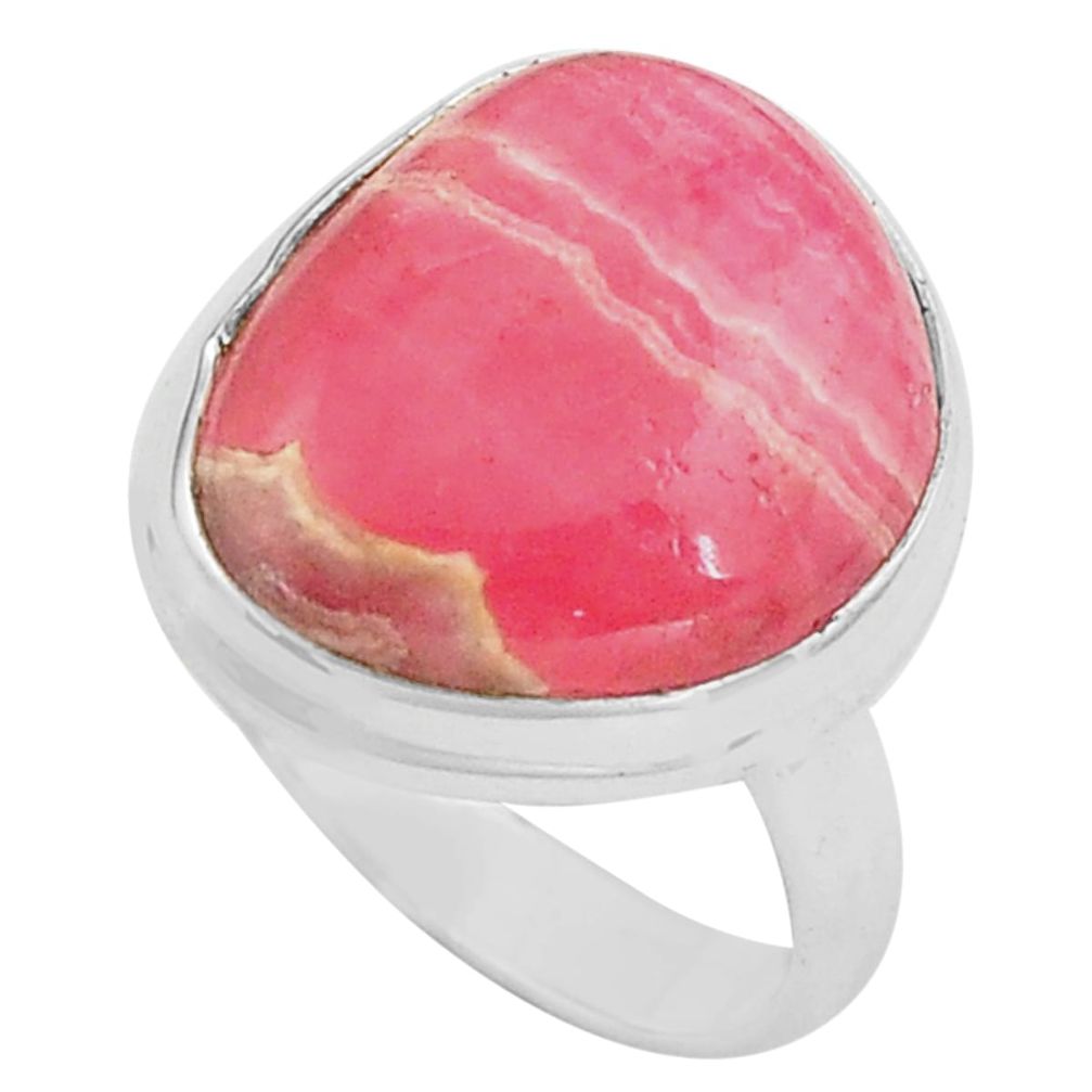 925 silver natural pink rhodochrosite inca rose solitaire ring size 7 p80680