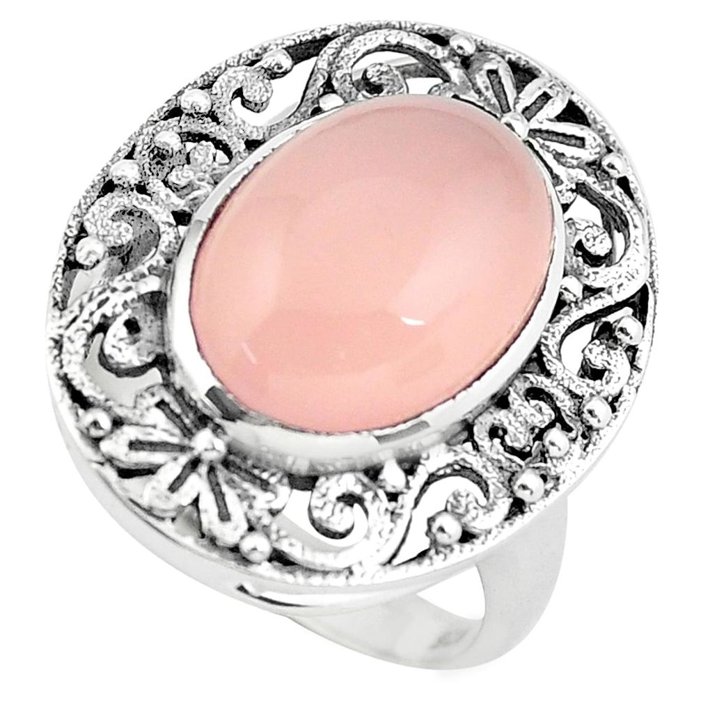 925 silver 6.80cts natural pink rose quartz solitaire ring jewelry size 7 p55884