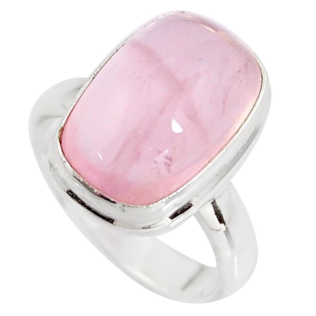 925 silver 6.30cts natural pink rose quartz solitaire ring jewelry size 6 p91008