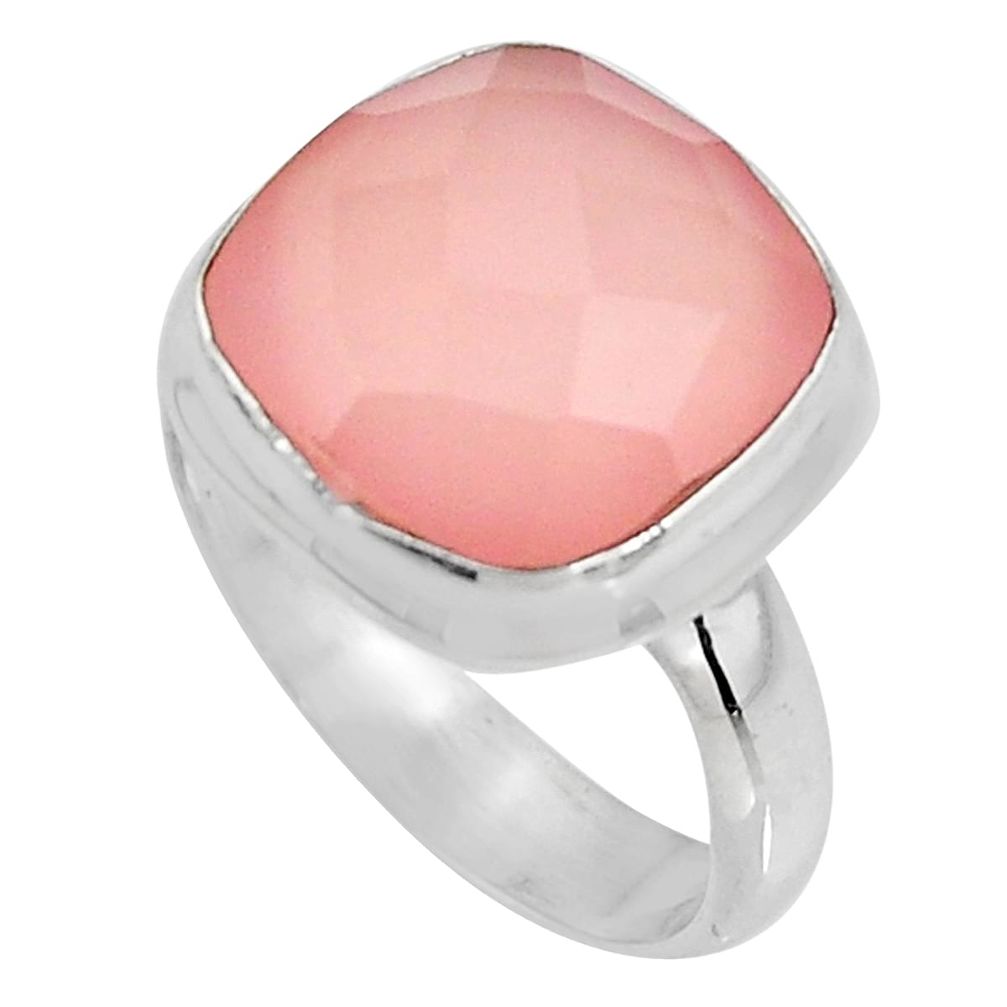 925 silver 6.82cts natural pink rose quartz solitaire ring jewelry size 6 p92547