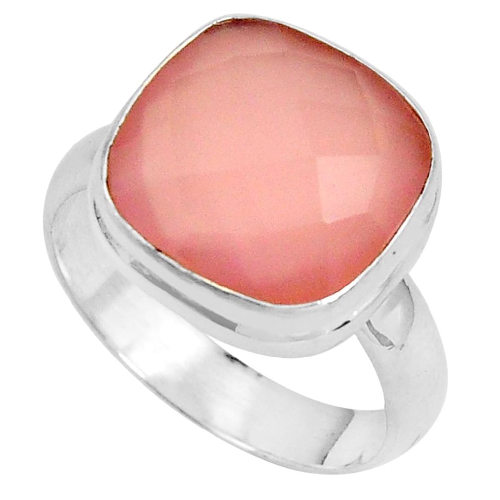 925 silver 6.58cts natural pink rose quartz solitaire ring size 10 p89904