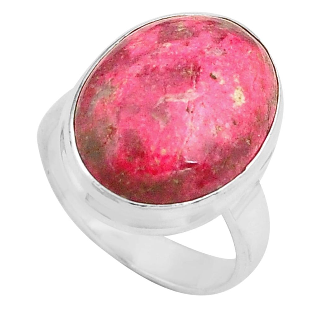 925 silver 14.23cts natural pink thulite oval solitaire ring size 7 p80634