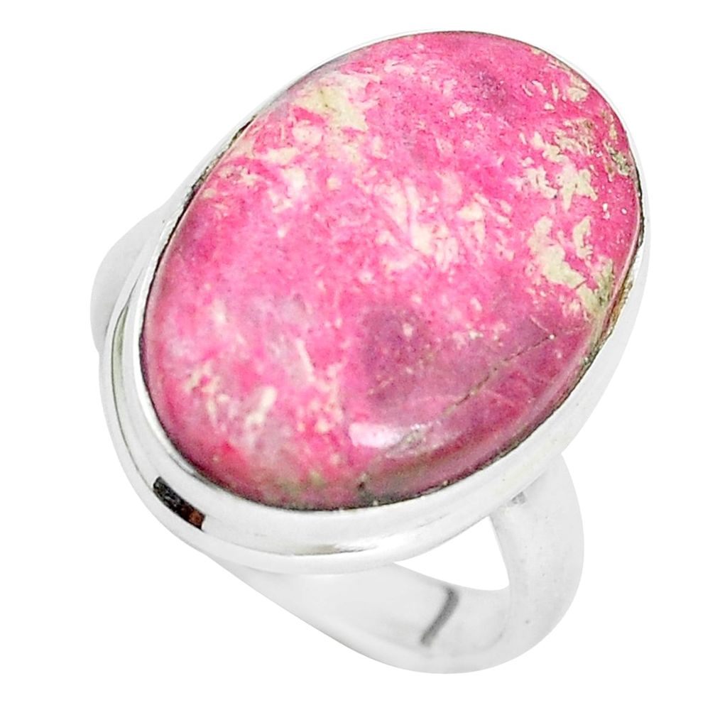 925 silver 14.14cts natural pink thulite solitaire ring jewelry size 6.5 p32996