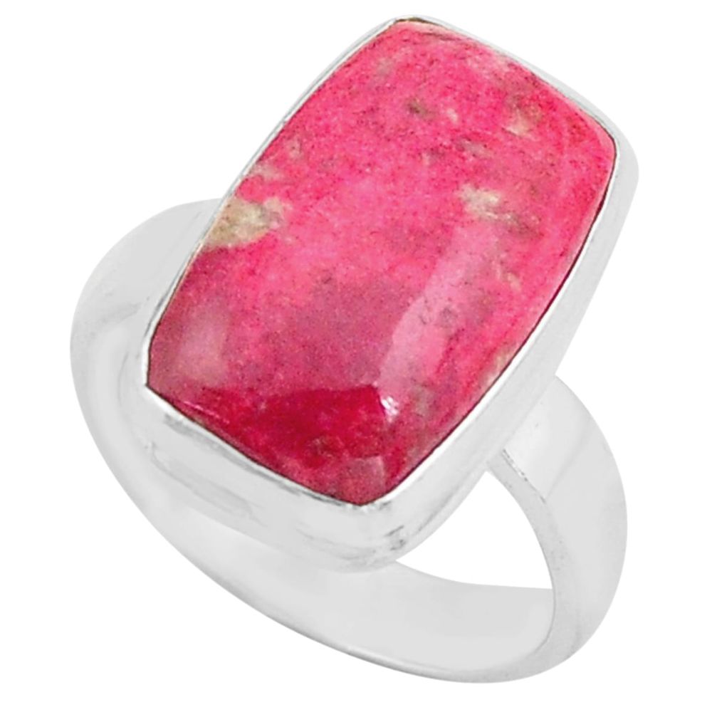 925 silver 10.01cts natural pink thulite solitaire ring jewelry size 6.5 p80628