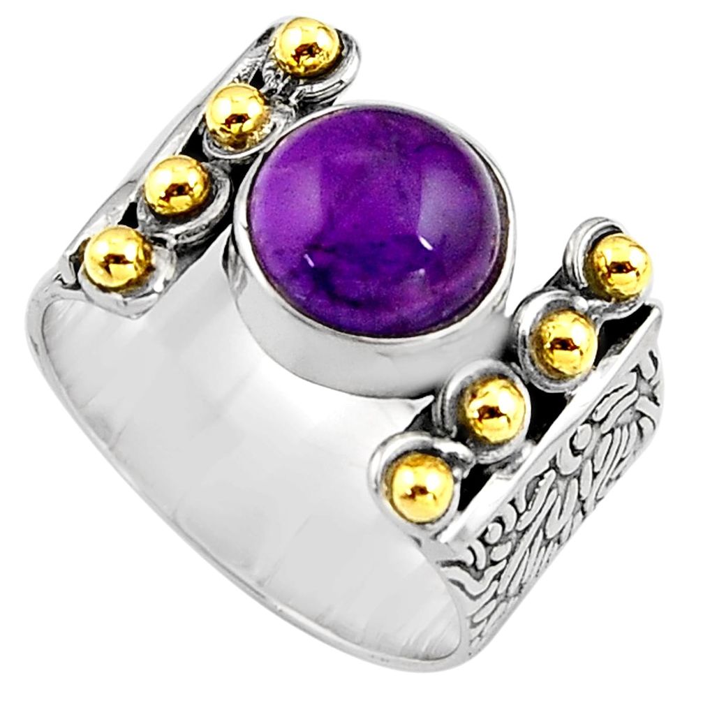 925 silver 5.24cts natural purple amethyst 14k gold solitaire ring size 8 p91164