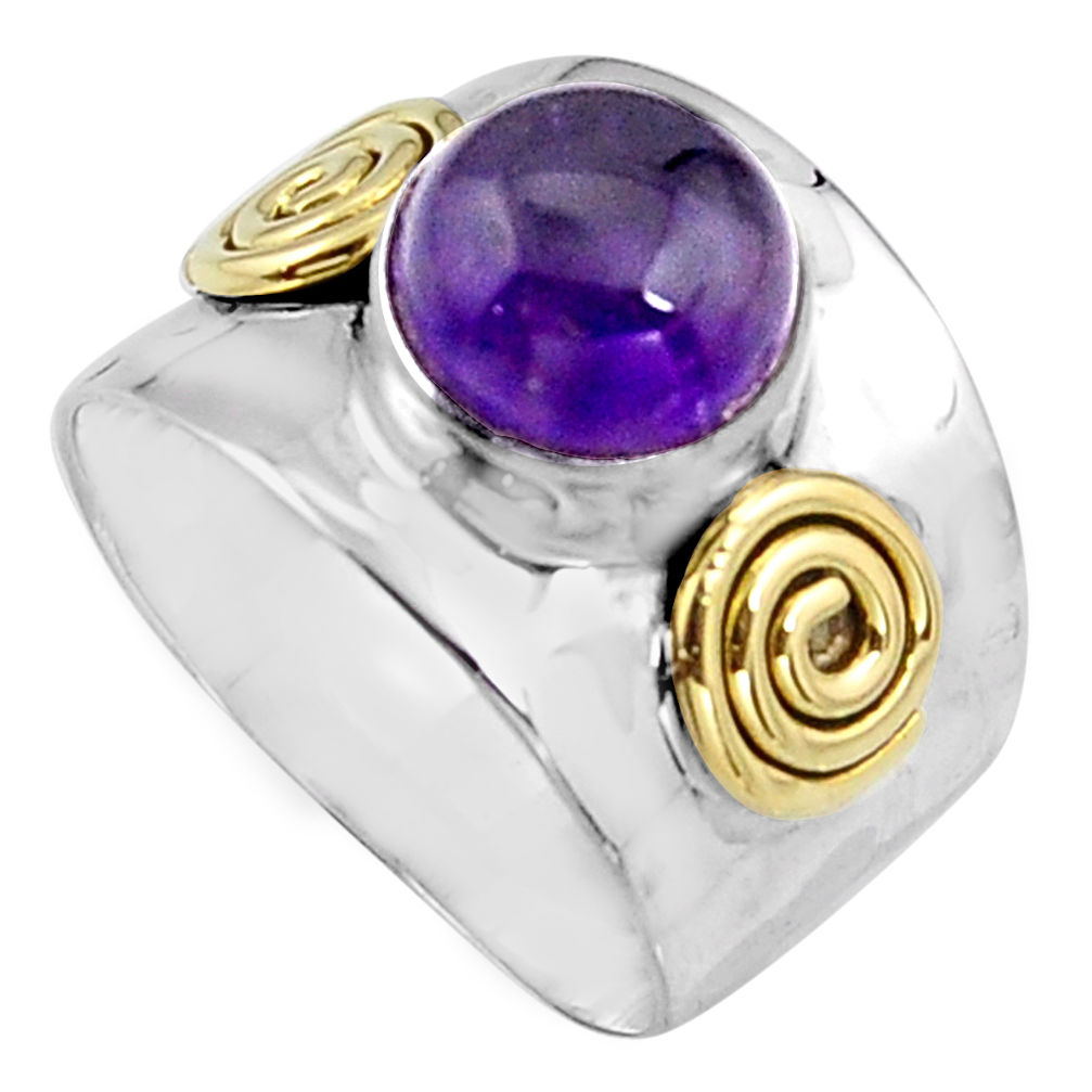 925 silver 3.41cts natural purple amethyst 14k gold solitaire ring size 7 p91204