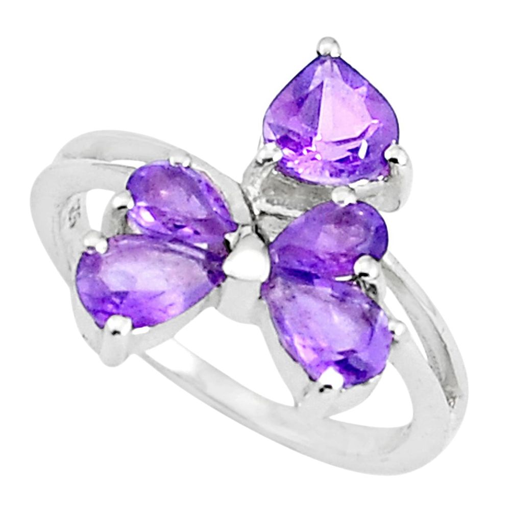 925 silver 4.53cts natural purple amethyst heart ring jewelry size 7.5 p37379