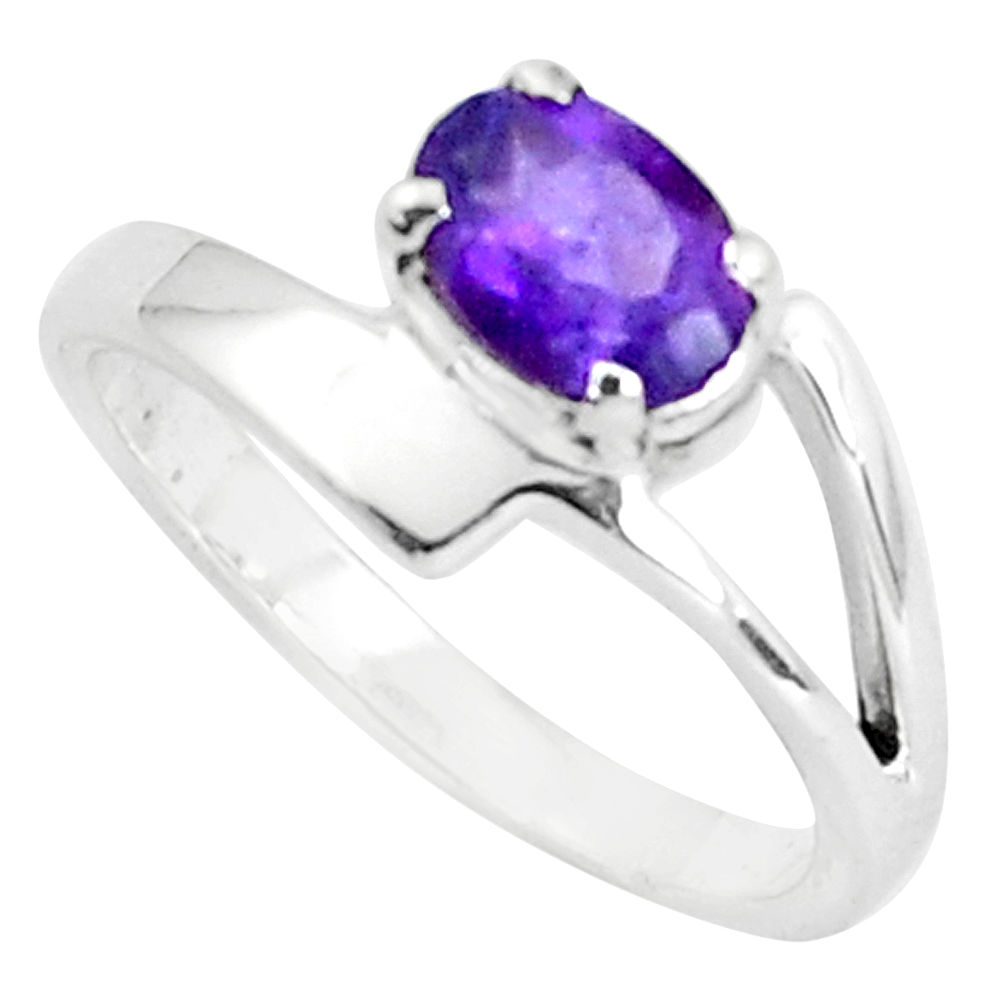 925 silver 1.48cts natural purple amethyst oval solitaire ring size 6.5 p37100