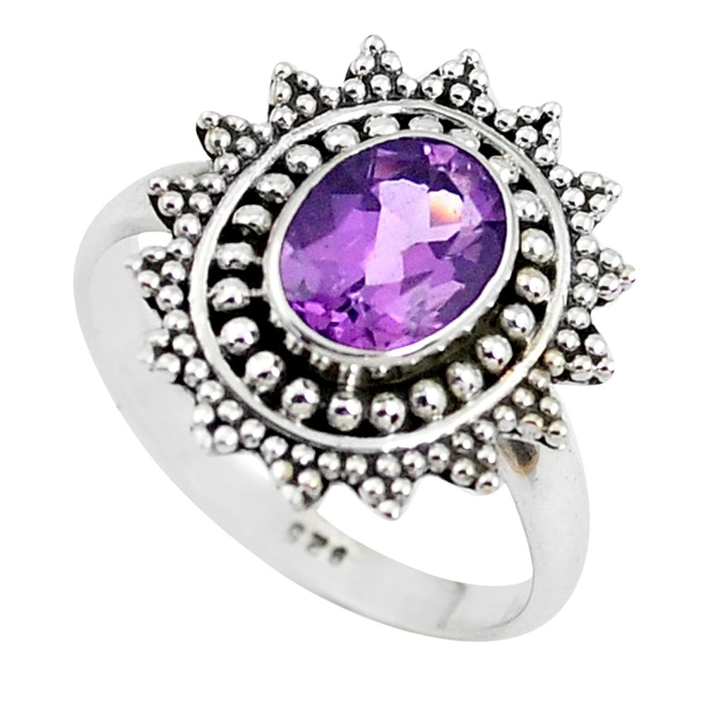 925 silver 2.21cts natural purple amethyst oval solitaire ring size 8.5 p51215