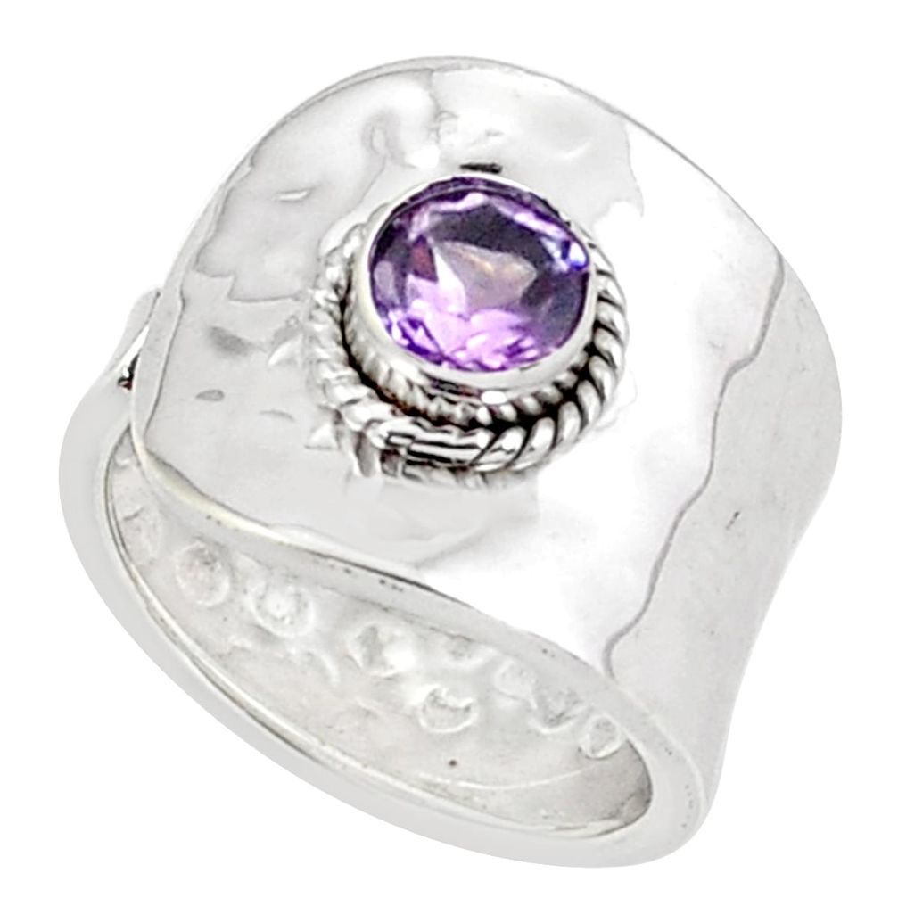 925 silver 1.31cts natural purple amethyst round adjustable ring size 8 p57105