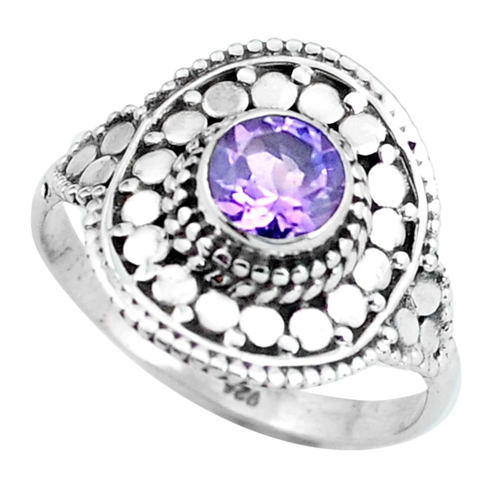 925 silver 1.39cts natural purple amethyst round solitaire ring size 8.5 d32060