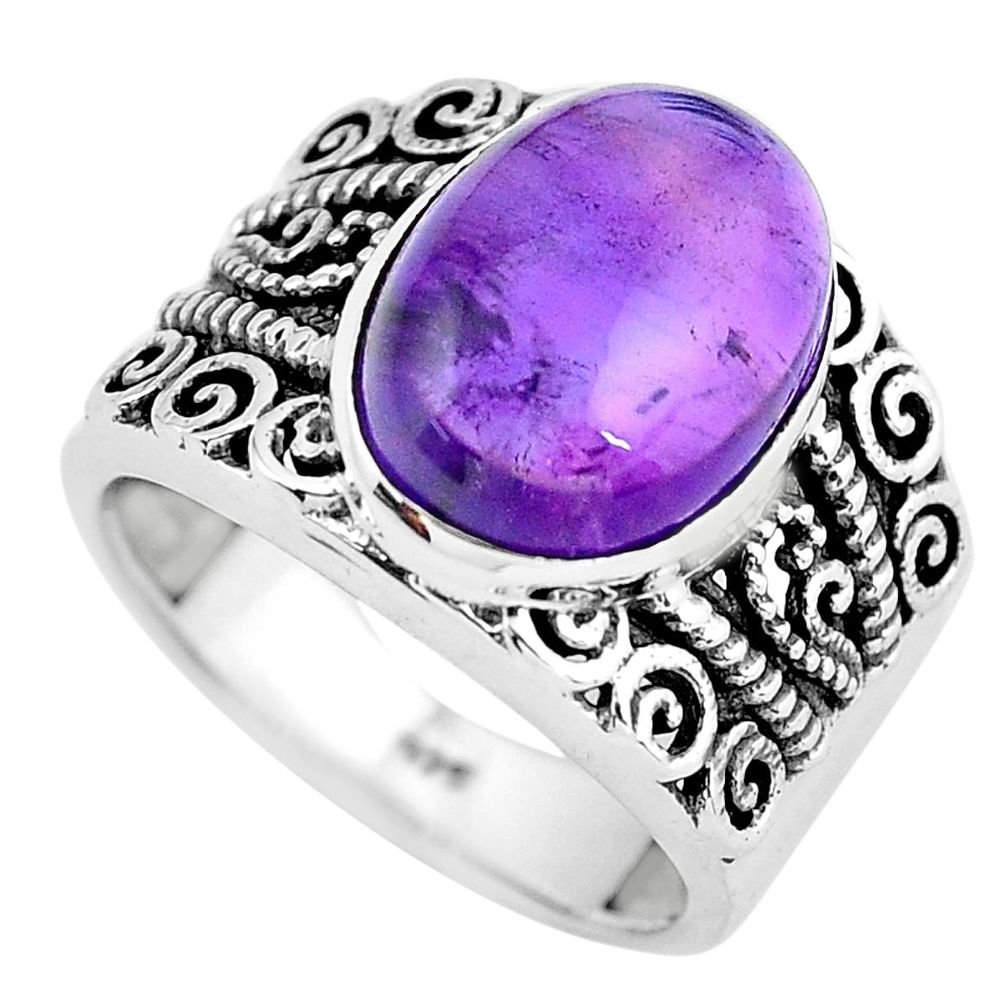 925 silver 6.53cts natural purple amethyst solitaire ring jewelry size 7 p55904