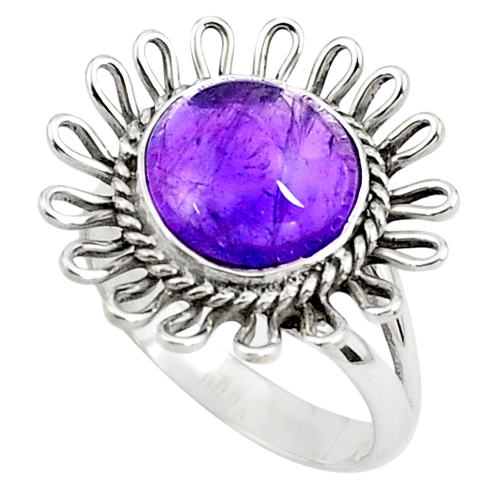925 silver 5.52cts natural purple amethyst solitaire ring jewelry size 8 p78964