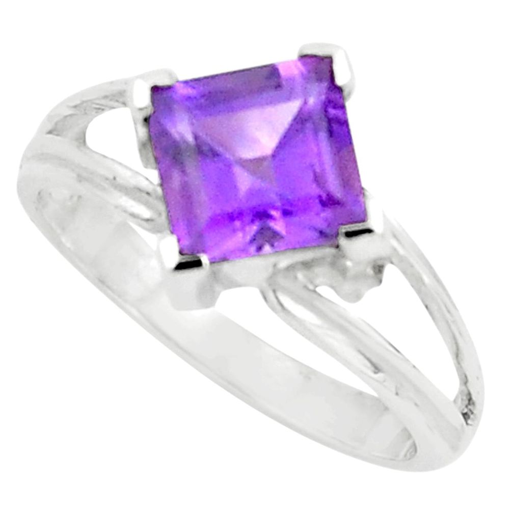925 silver 2.72cts natural purple amethyst solitaire ring size 6.5 p73318
