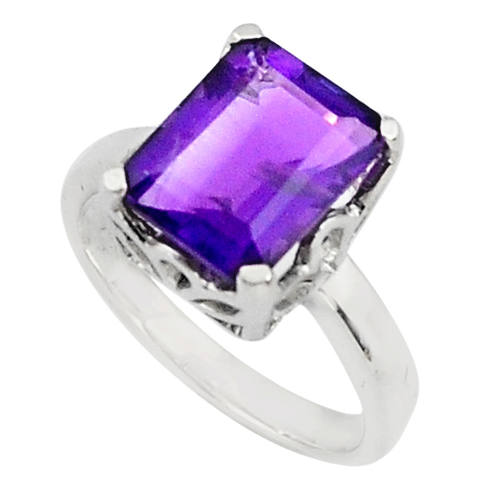 925 silver 4.06cts natural purple amethyst solitaire ring size 5.5 p81927