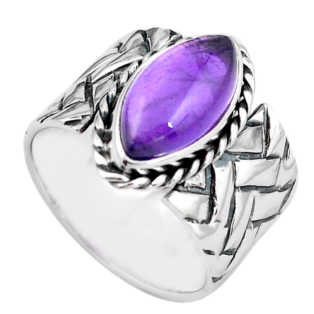925 silver 6.31cts natural purple amethyst solitaire ring size 7.5 p87964