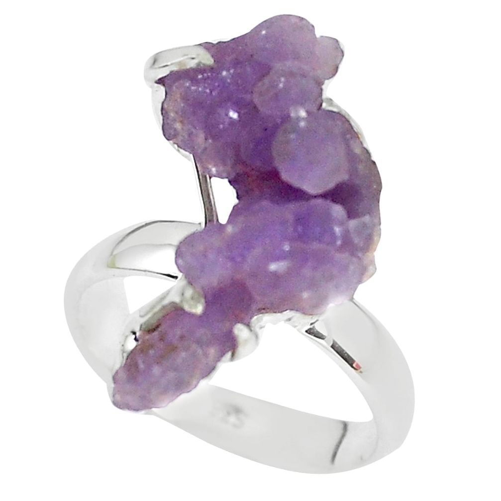 925 silver 10.24cts natural purple grape chalcedony solitaire ring size 8 p63444