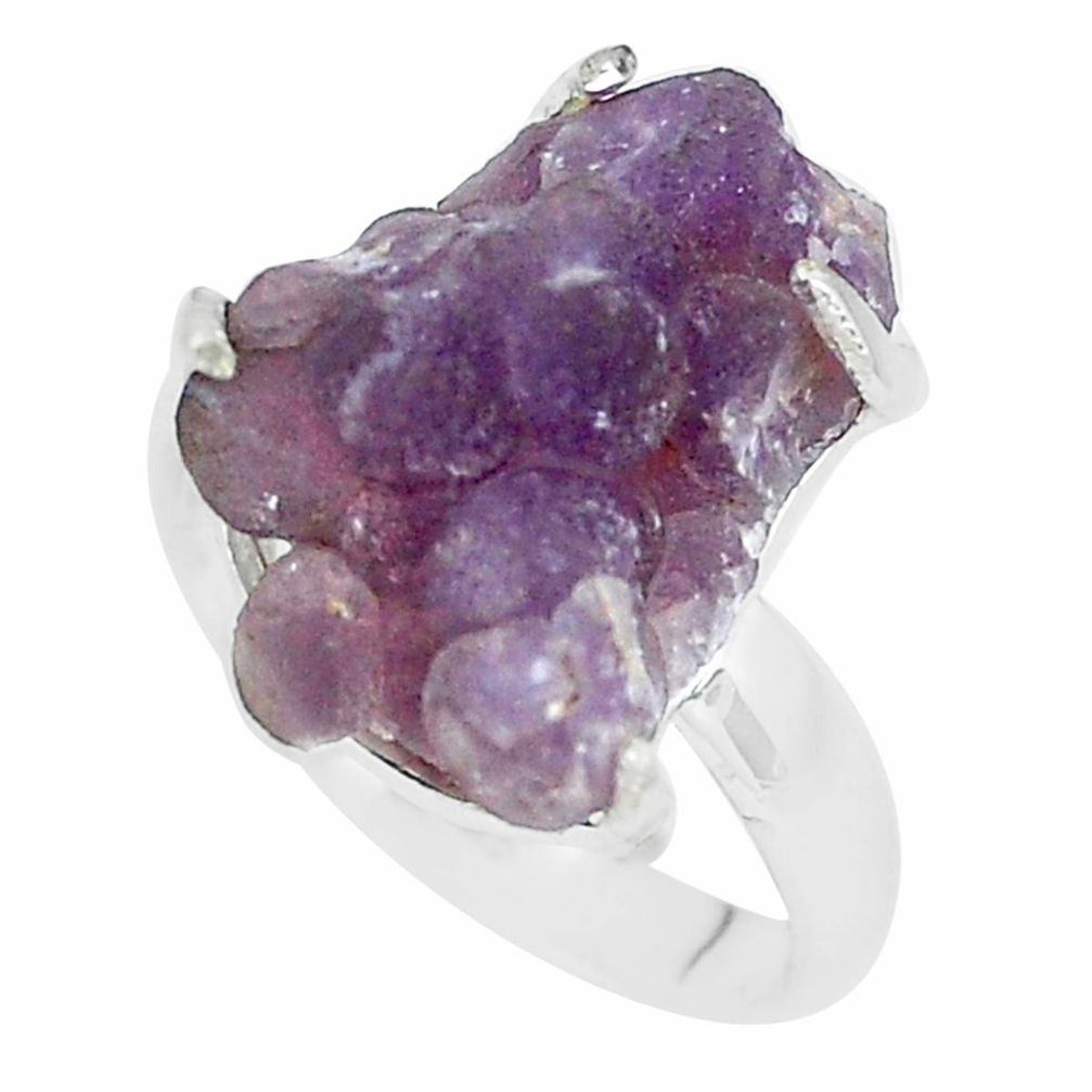 925 silver 9.47cts natural purple grape chalcedony solitaire ring size 8 p63454