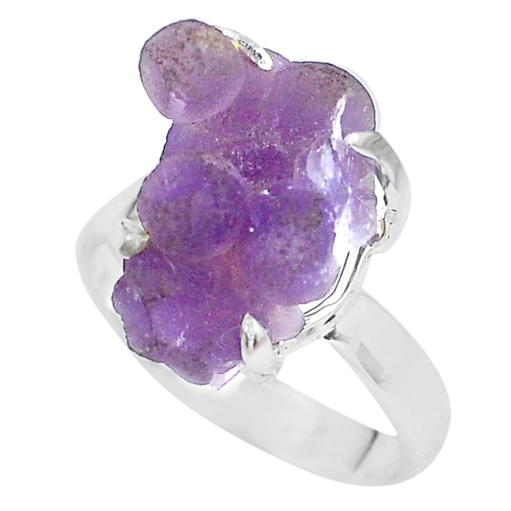 925 silver 9.05cts natural purple grape chalcedony solitaire ring size 8 p63460