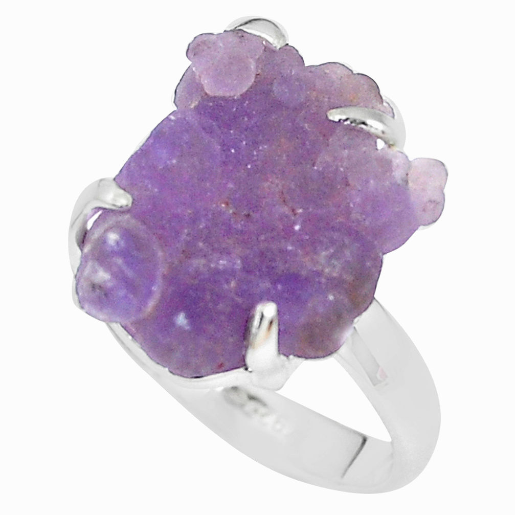 925 silver 9.04cts natural purple grape chalcedony solitaire ring size 9 p63464