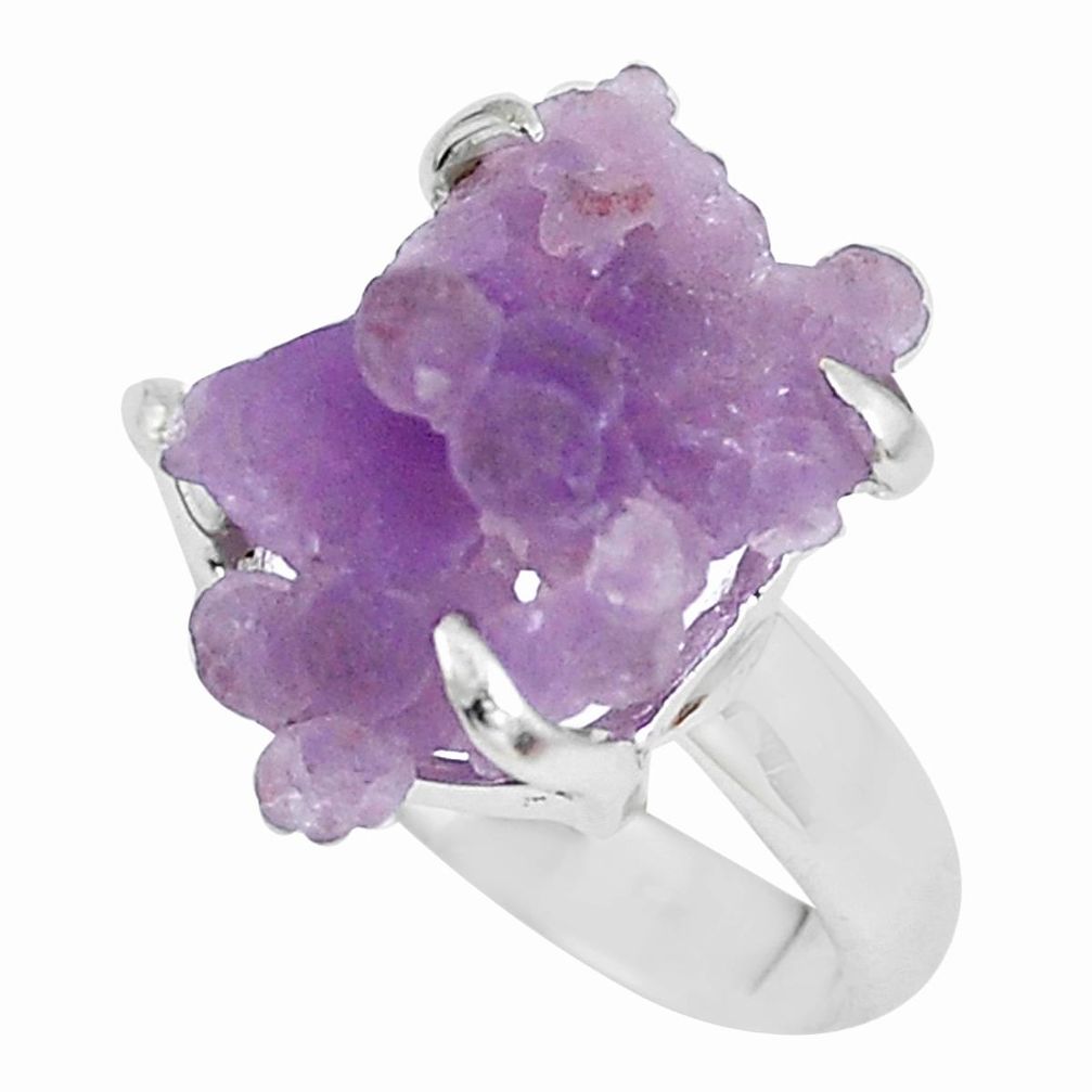 925 silver 7.62cts natural purple grape chalcedony solitaire ring size 7 p63472