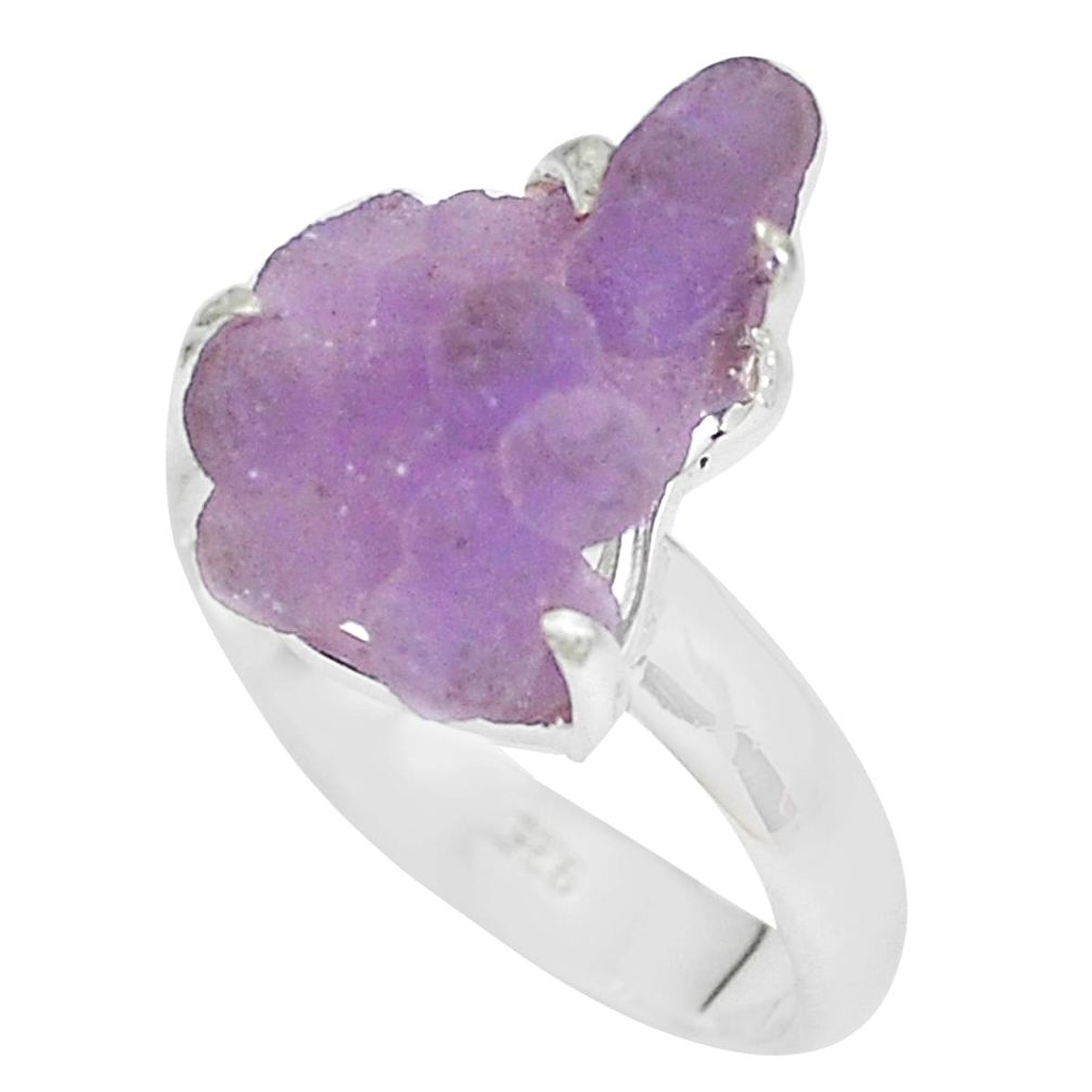 925 silver 6.70cts natural purple grape chalcedony solitaire ring size 8 p63475
