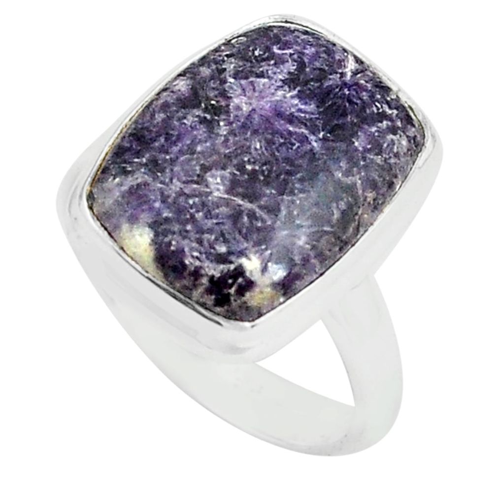 925 silver 9.99cts natural purple lepidolite solitaire ring size 7 p80611