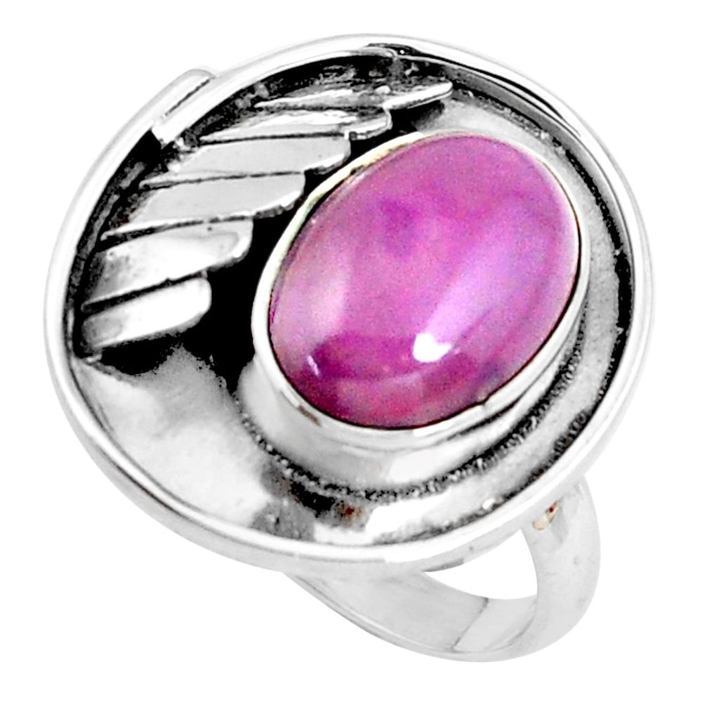 925 silver 6.53cts natural purple phosphosiderite solitaire ring size 8 p49617