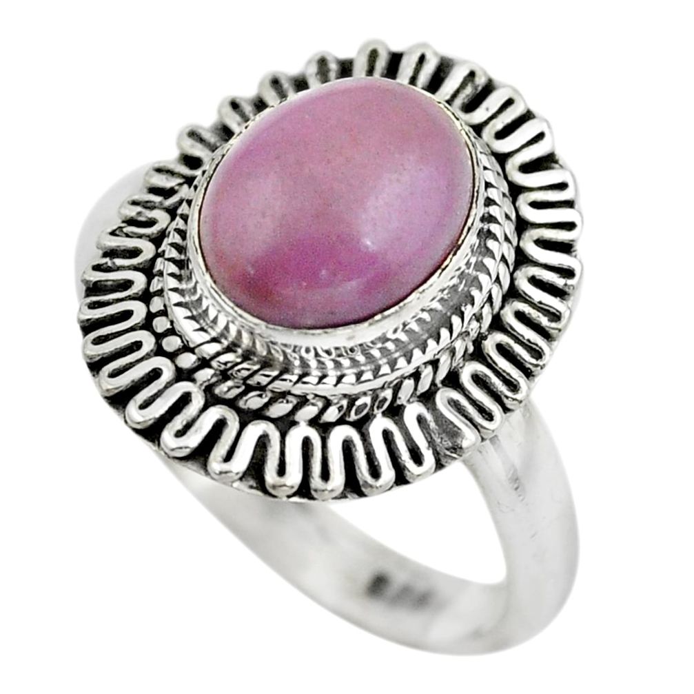 925 silver 4.42cts natural purple phosphosiderite solitaire ring size 8 p61536