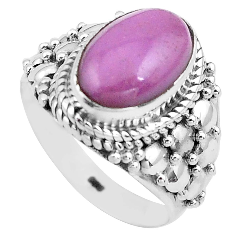 925 silver 4.21cts natural purple phosphosiderite solitaire ring size 7 p81284