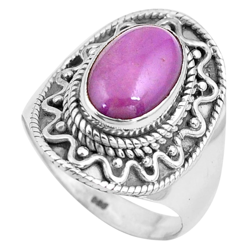 925 silver 4.21cts natural purple phosphosiderite solitaire ring size 8.5 p81294