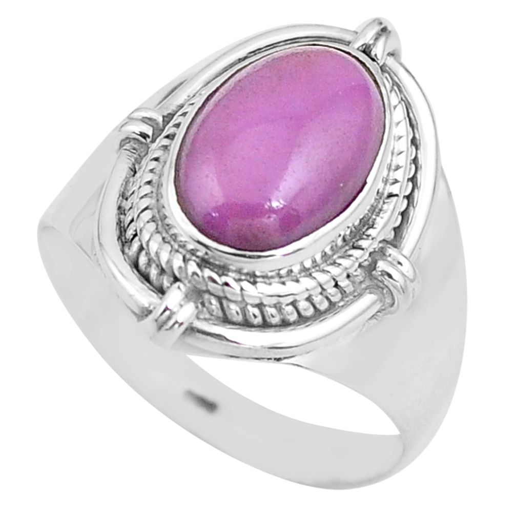 925 silver 4.38cts natural purple phosphosiderite solitaire ring size 8.5 p81297