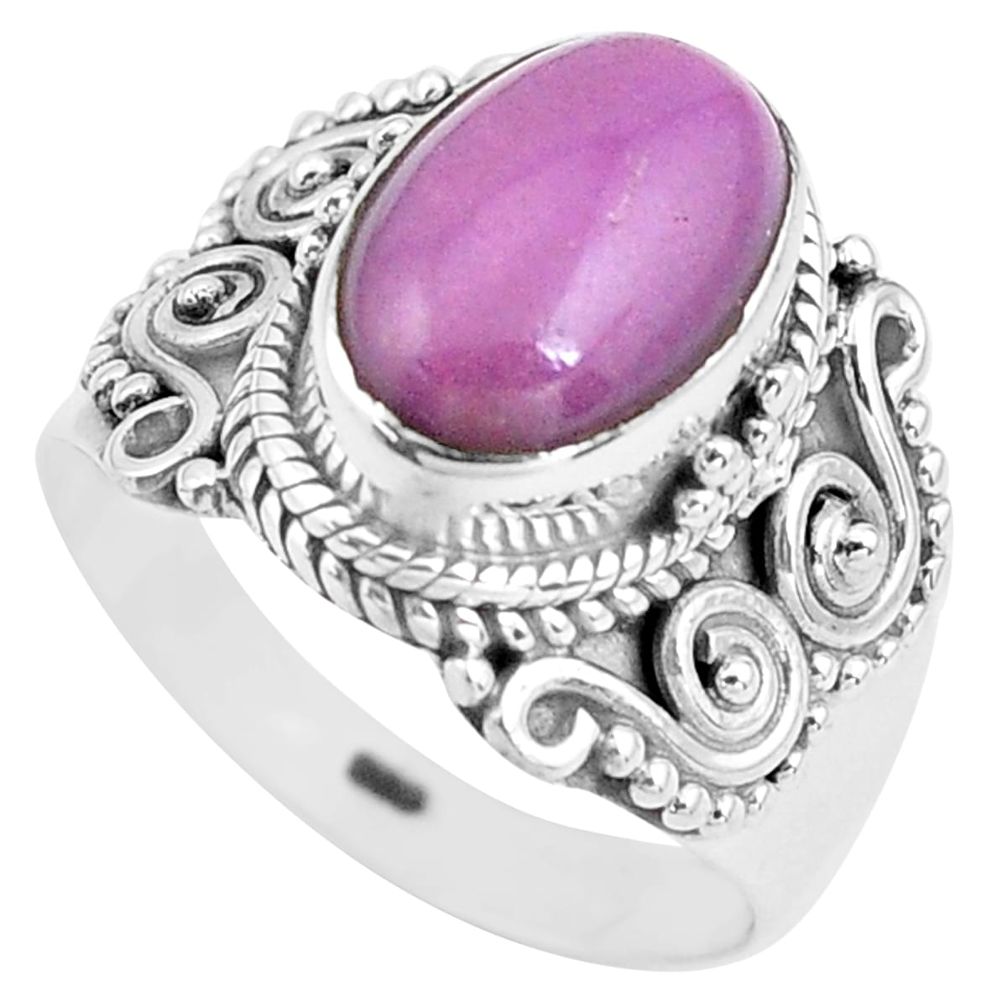 925 silver 4.66cts natural purple phosphosiderite solitaire ring size 8 p81299