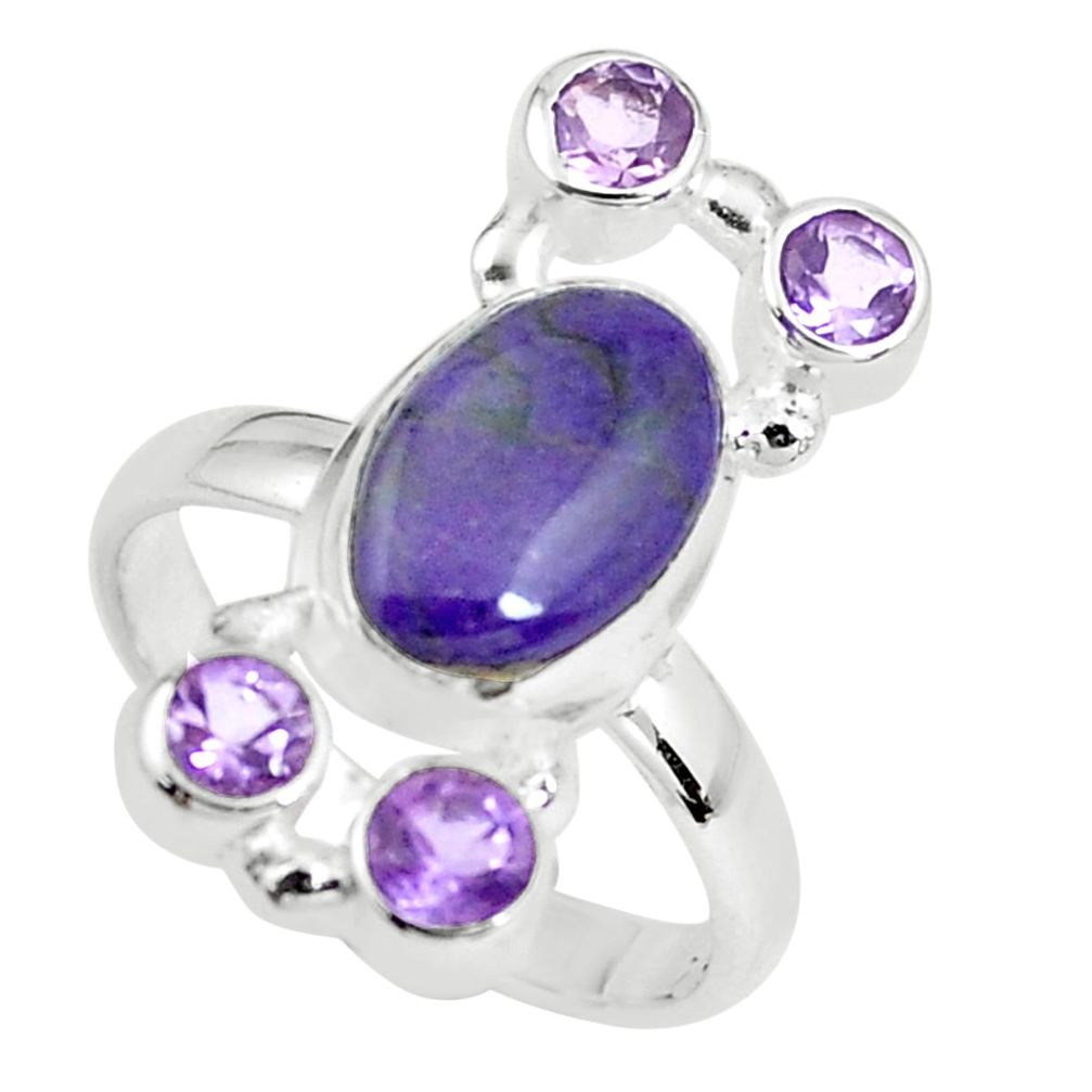 925 silver 7.66cts natural purple sugilite amethyst ring size 8.5 p61847