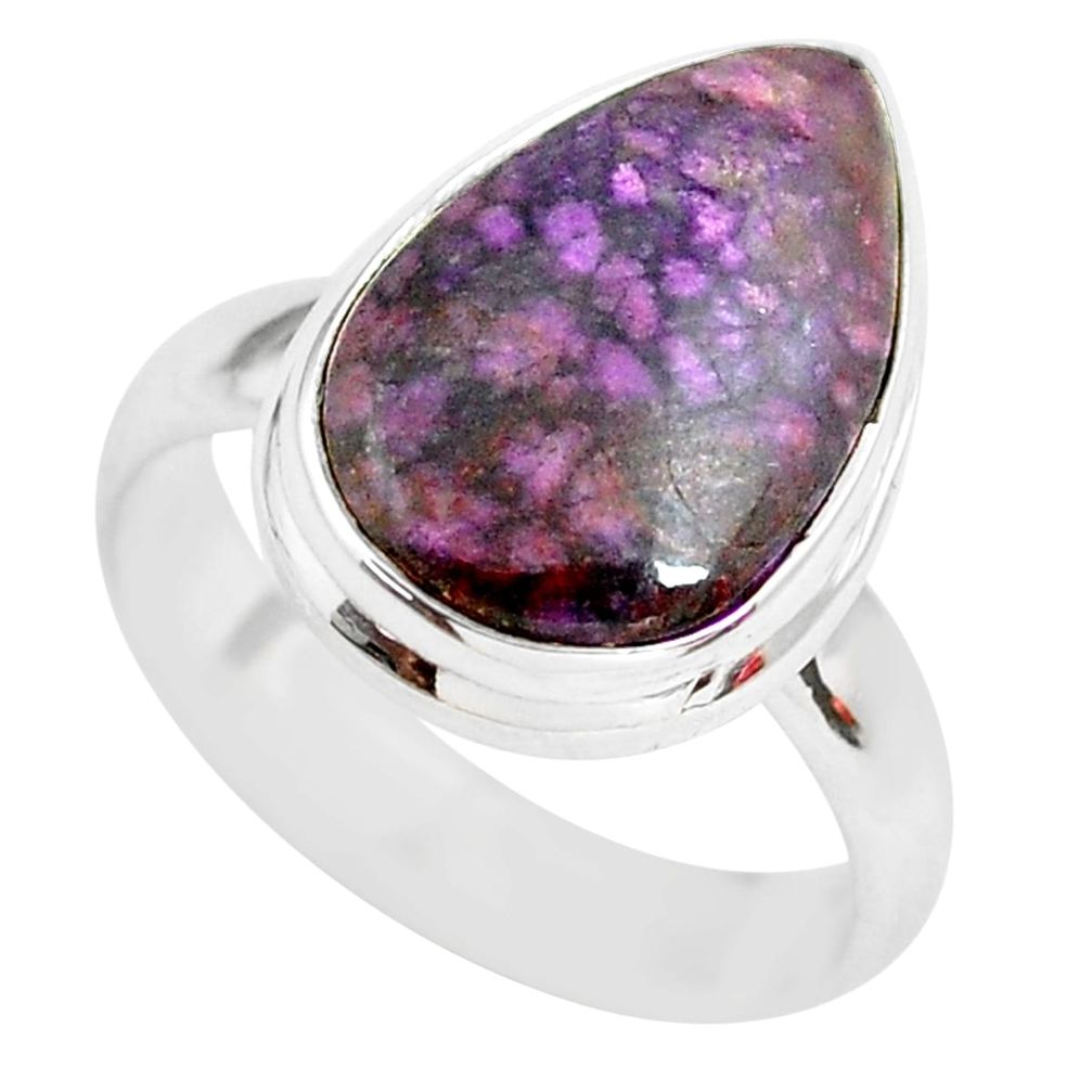 925 silver 7.89cts natural purple sugilite fancy solitaire ring size 7.5 p71432