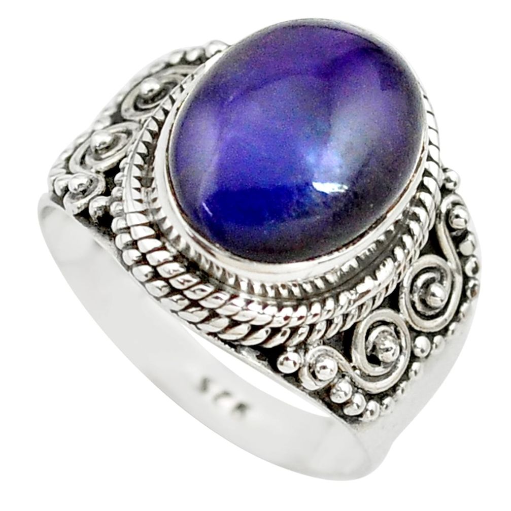 925 silver 5.12cts natural purple sugilite solitaire ring size 6.5 p71844