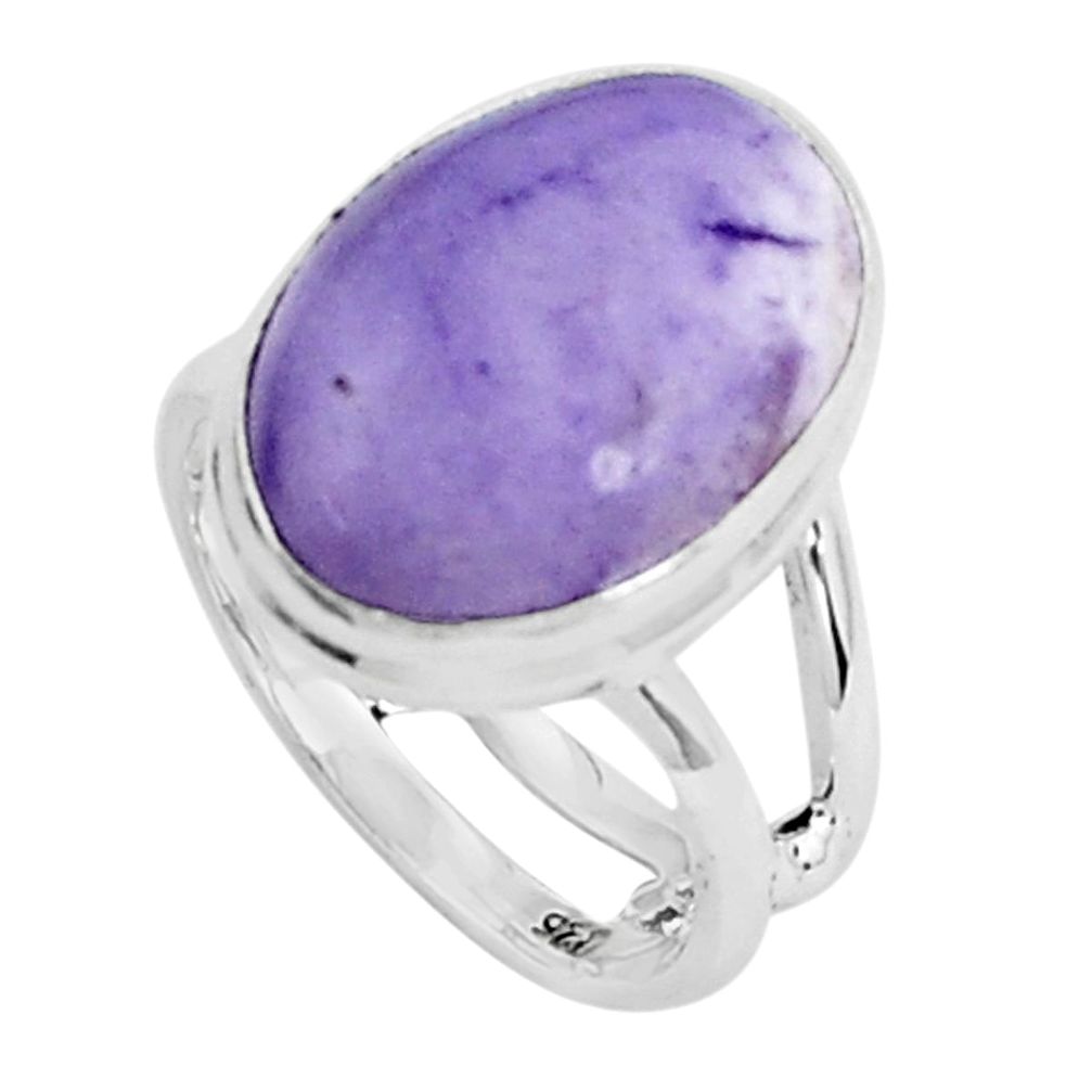 925 silver 12.06cts natural purple tiffany stone solitaire ring size 6.5 p45985