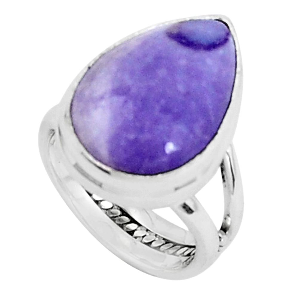 925 silver 11.23cts natural purple tiffany stone solitaire ring size 4.5 p45991